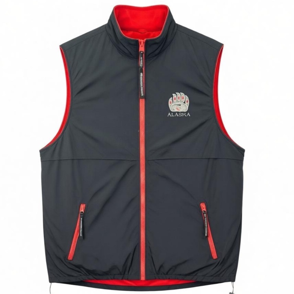 NWT Princess Cruises Men’s Black and Red Alaska Embroidered Reversible XXL Vest